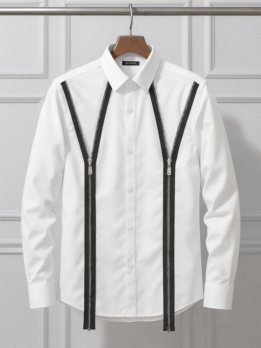 Camasa Trend Zipper Design Alb
