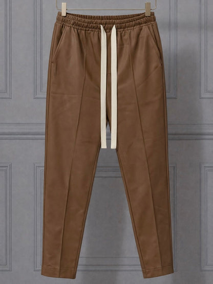 Pantaloni Leather Jogger Maro