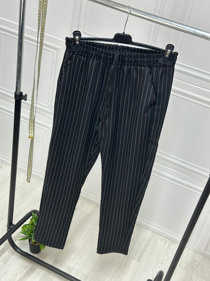 Pantaloni Pinstripe Negrii