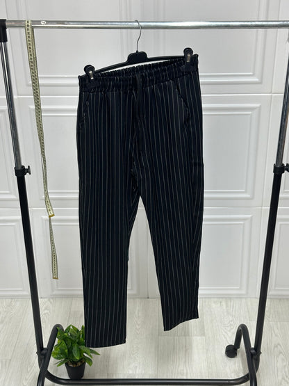 Pantaloni Pinstripe Negrii