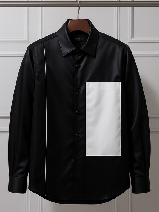 Camasă Contrast Panel Negru