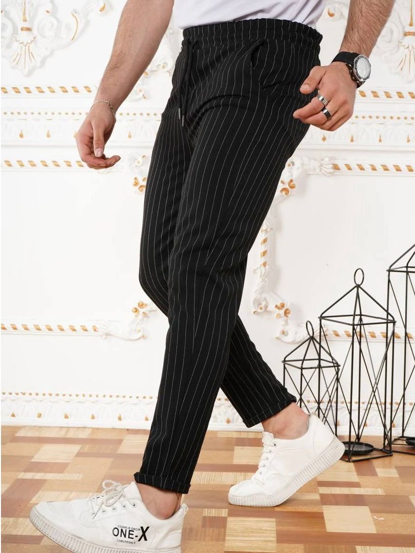 Pantaloni Pinstripe Negrii
