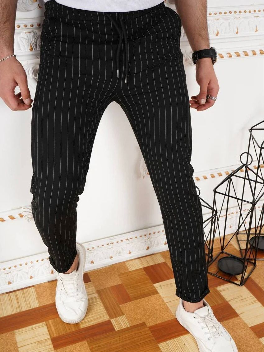 Pantaloni Pinstripe Negrii