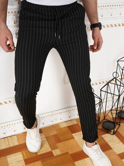Pantaloni Pinstripe Negrii