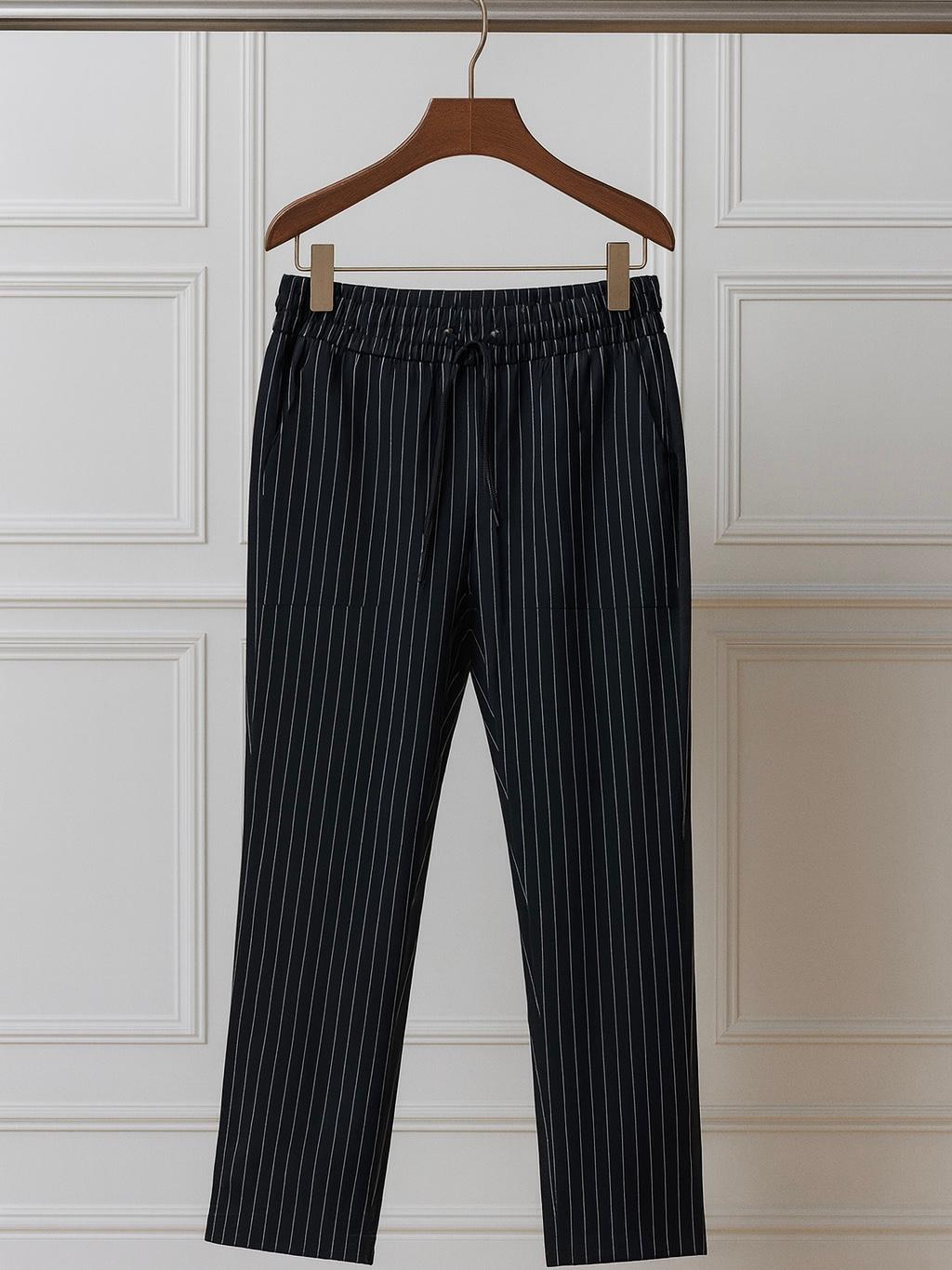 Pantaloni Pinstripe Negrii