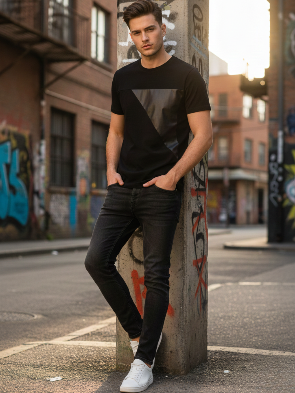 Tricou Geometric Negru