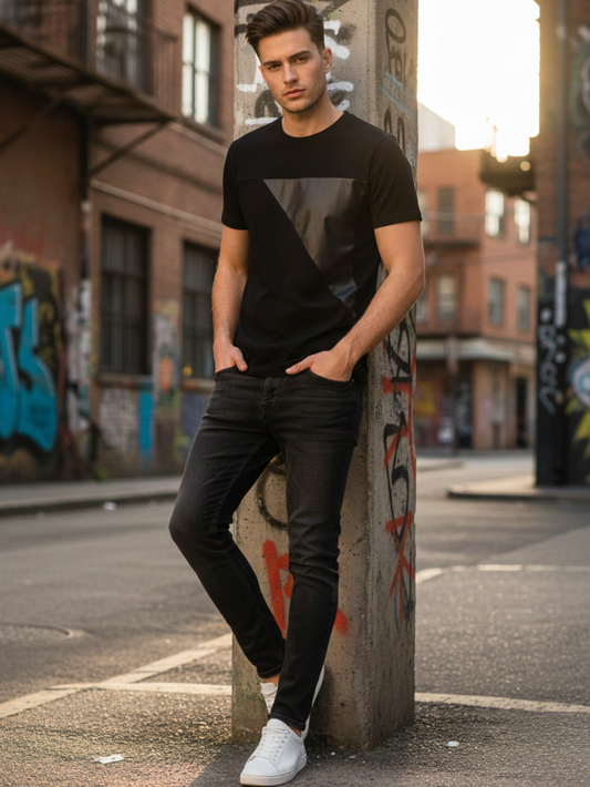 Tricou Geometric Negru