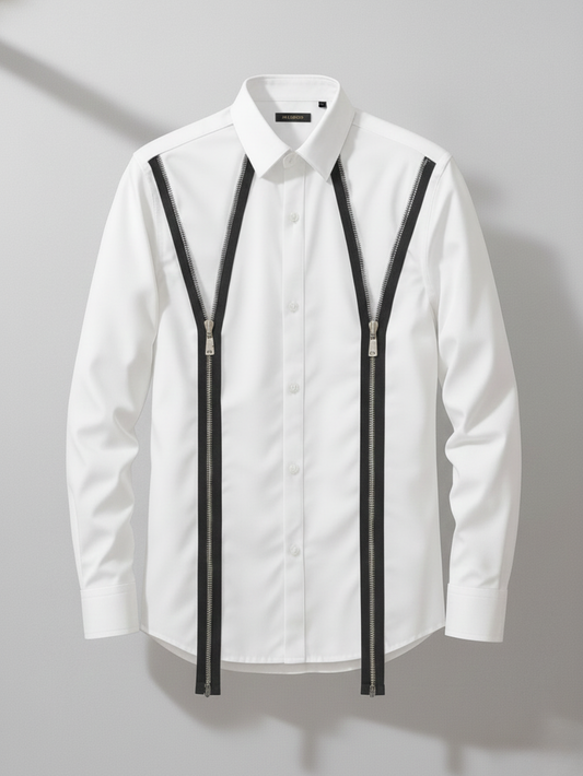 Camasa Trend Zipper Design Alb